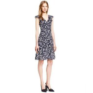 Tory Burch Womens Size 4 Marian Stretch Silk Dress in Saphire Blue Thistle